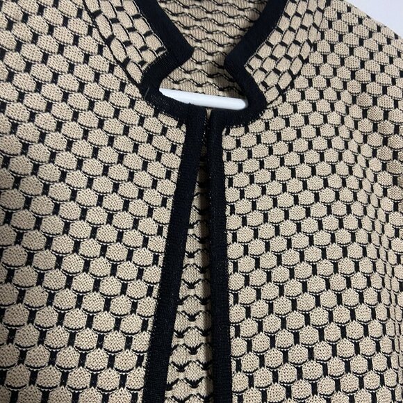 Ming Wang Womens Medium Beige & Black Textured Knit Open Front Jacket - Picture 7 of 15